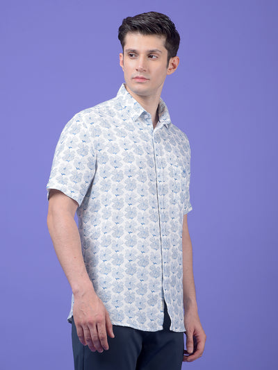 Blue Floral Print Shirt