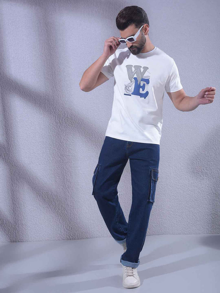 Blue Regular Cargo Jeans