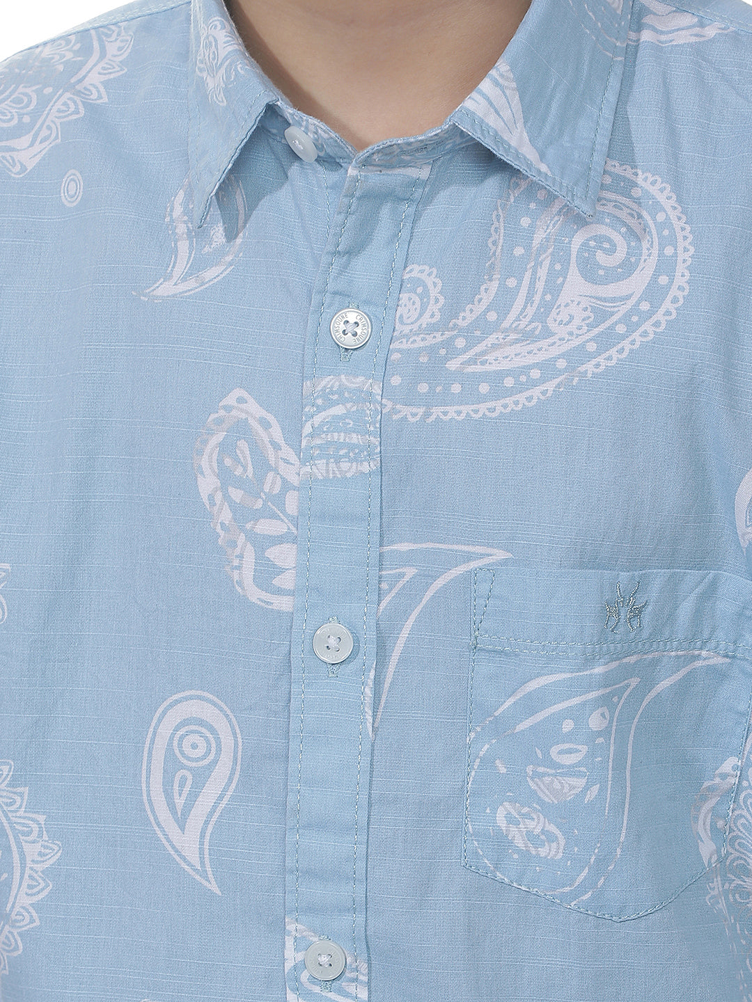 Sky Blue Graphic Print Shirt