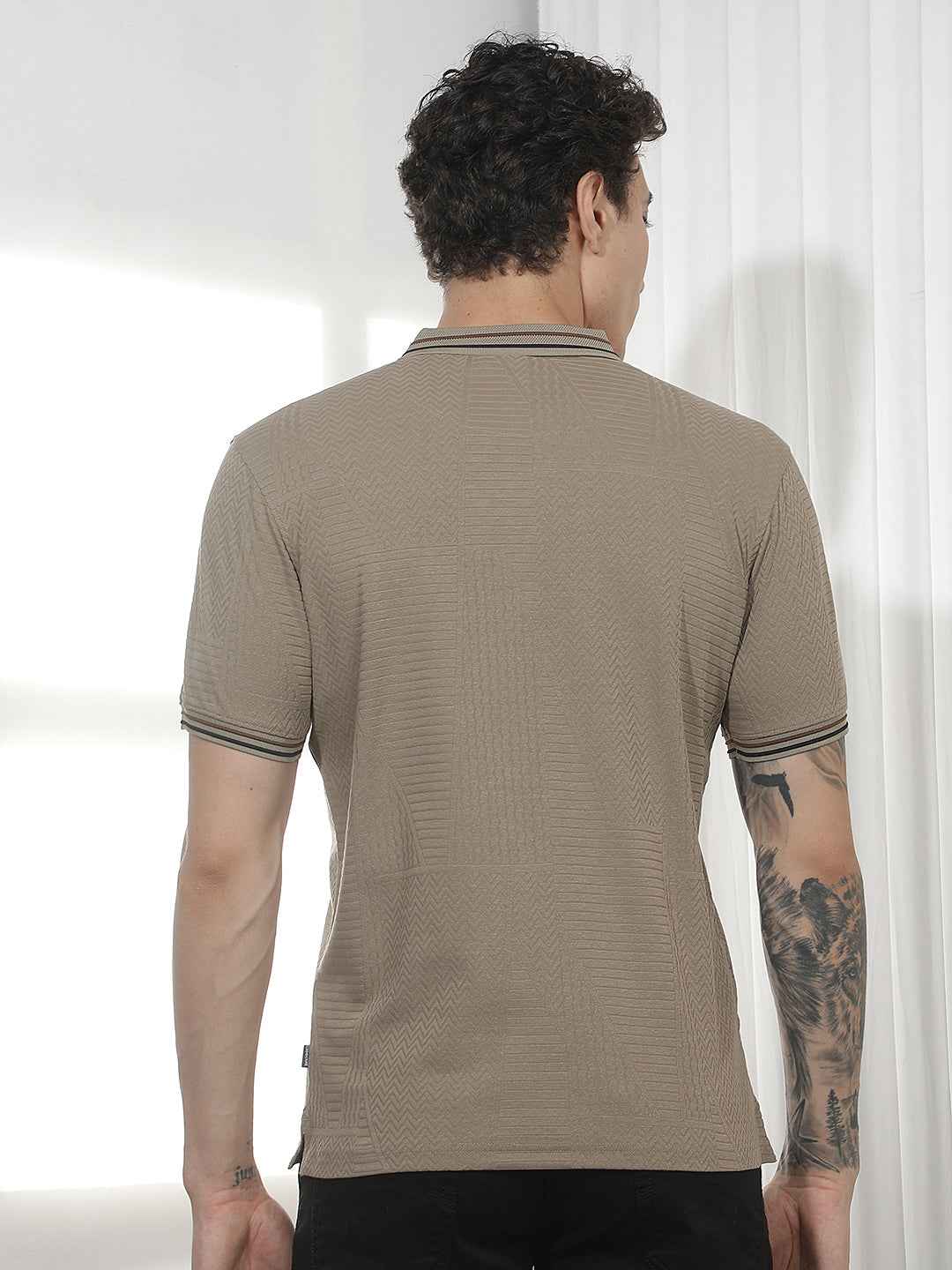 Olive Jacquard Polo T-Shirt