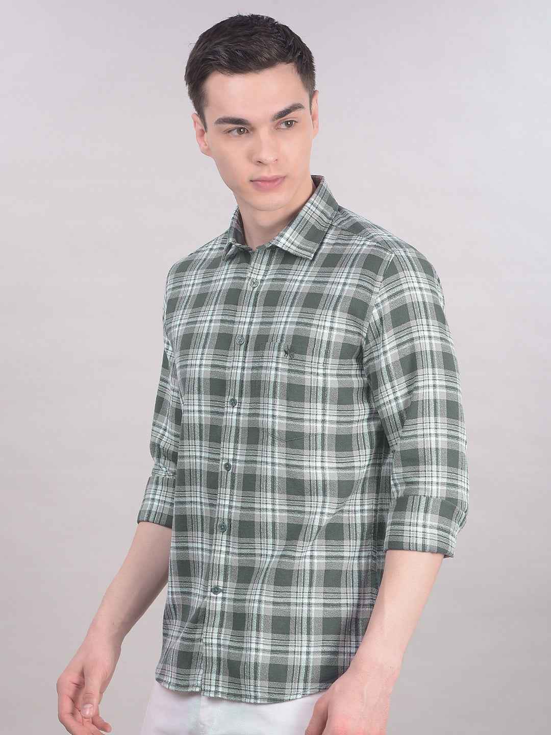 Green Checked 100% Cotton Shirt
