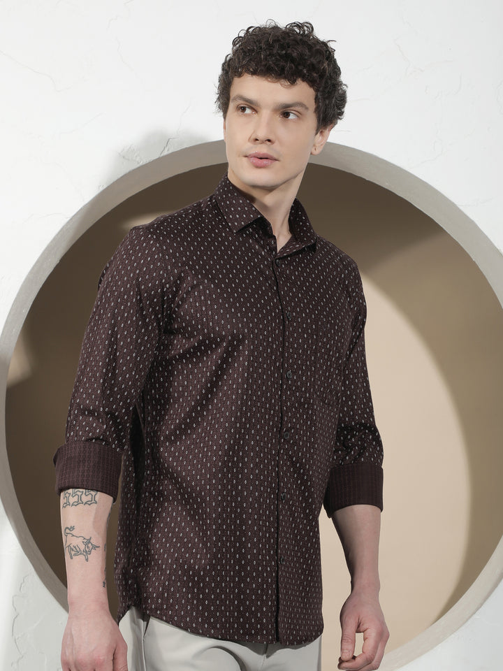 Wine Micro Print Shirt