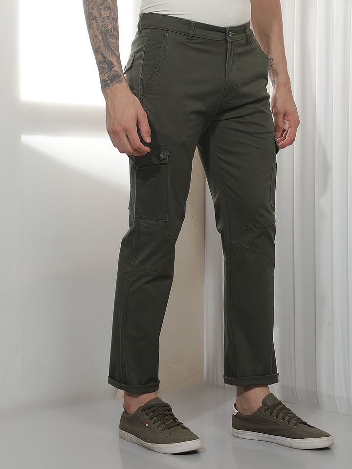 Comfortable Olive Casual Cargo Trousers