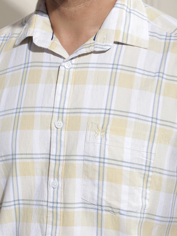 Yellow Checked 100% Cotton Shirt