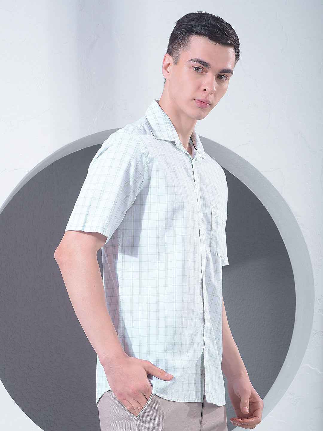 Green Checked 100% Cotton Shirt