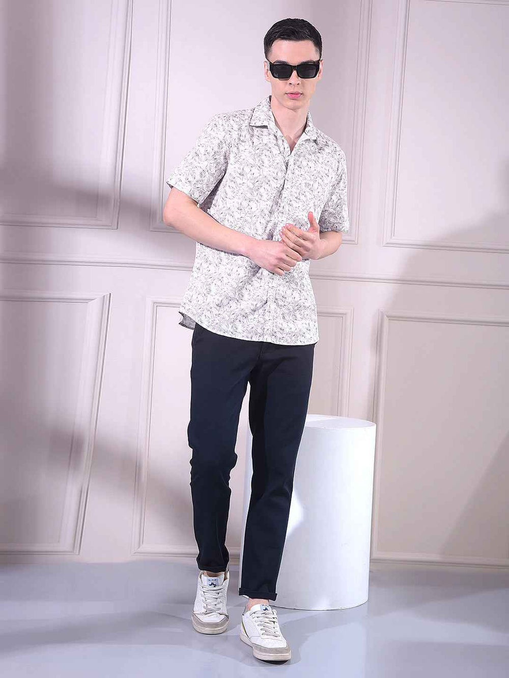 Grey Floral Print Shirt