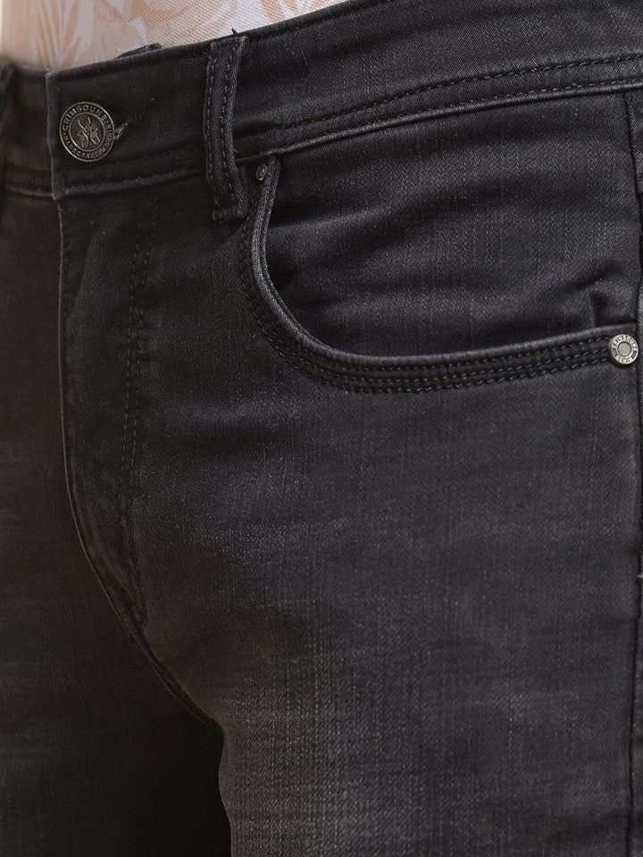 Mid-Wash Skinny Fit Black Jeans