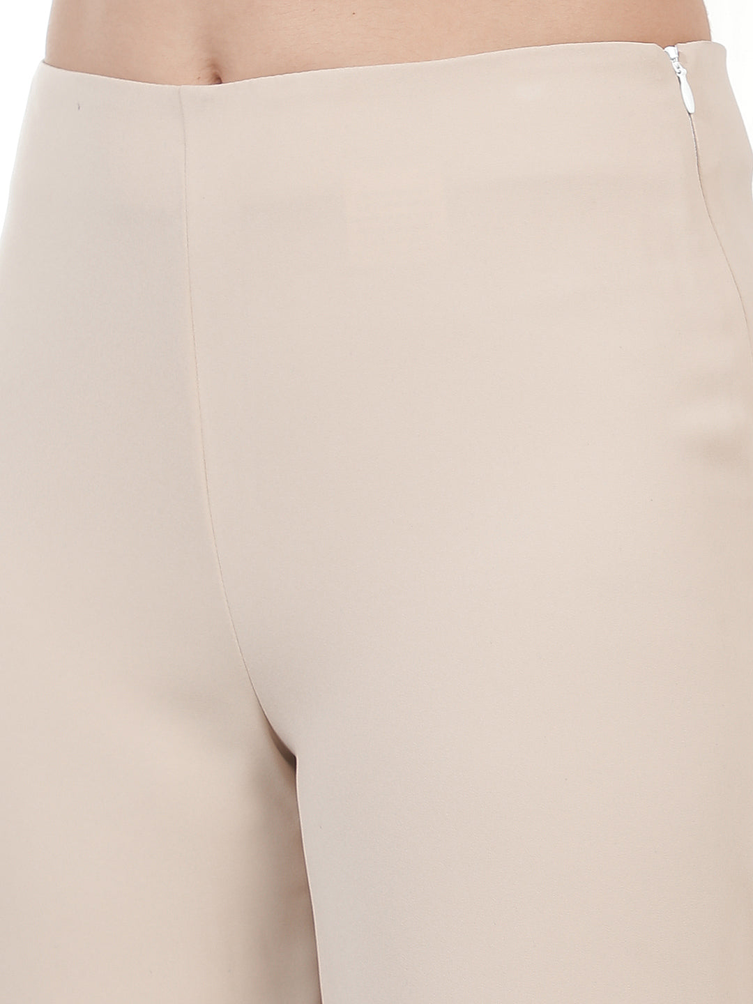 Beige Wide Leg Trousers