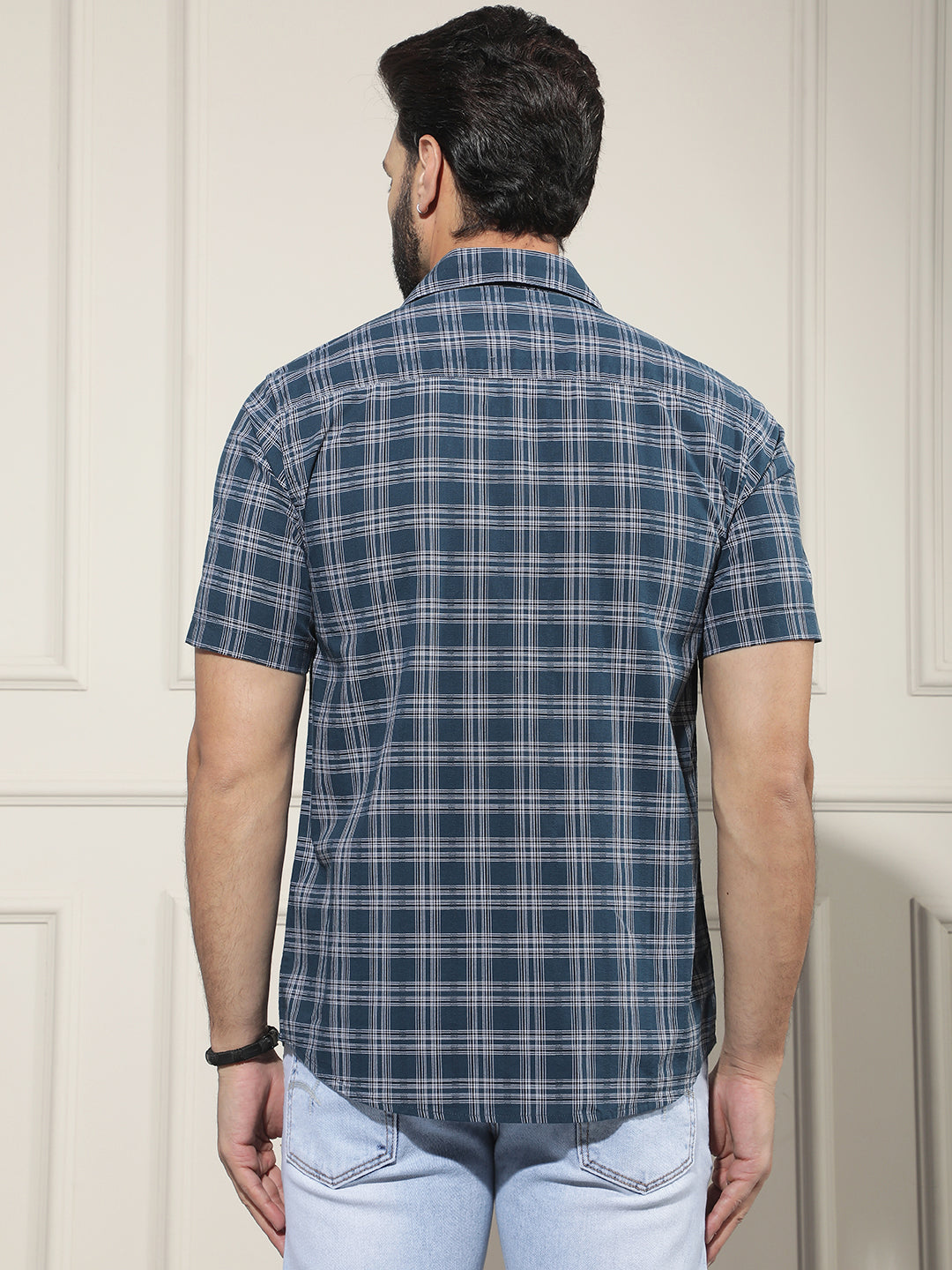 Blue Checked 100% Cotton Shirt