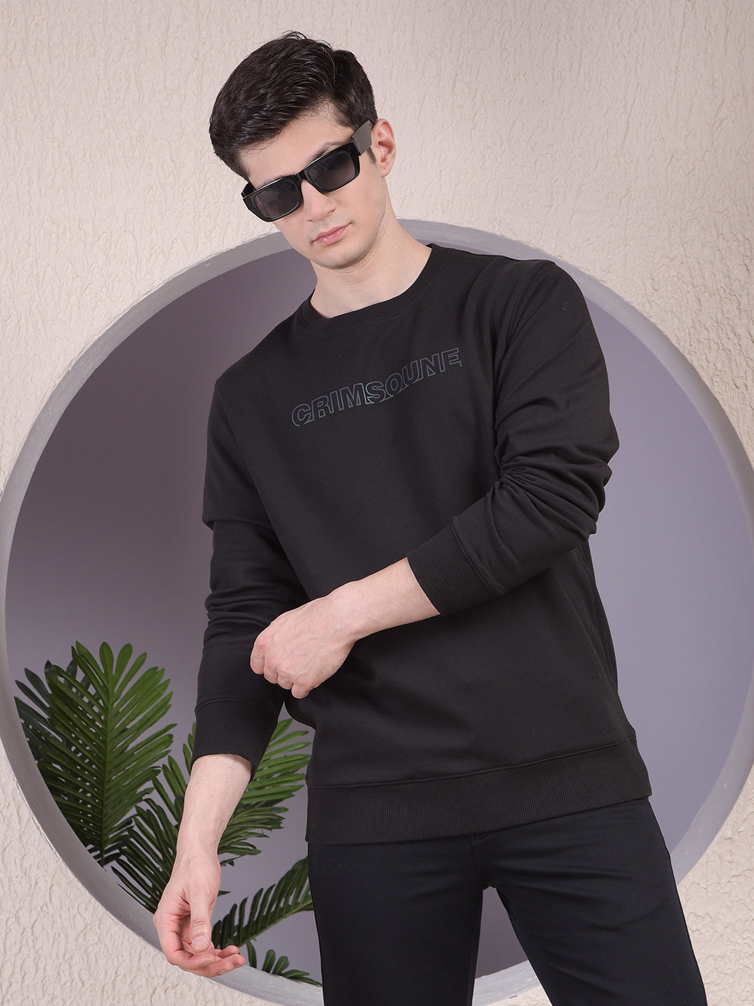 Black Typographic Print Sweatshirt