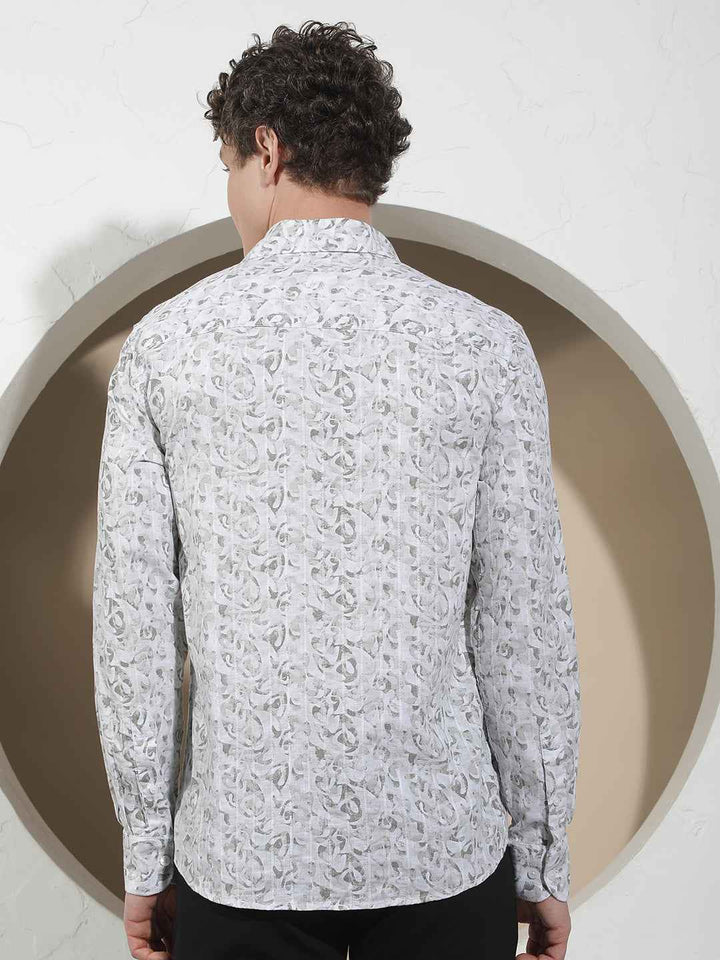 Olive Abstract Print Shirt