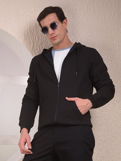 Black Hooded Neck Sweatshirt