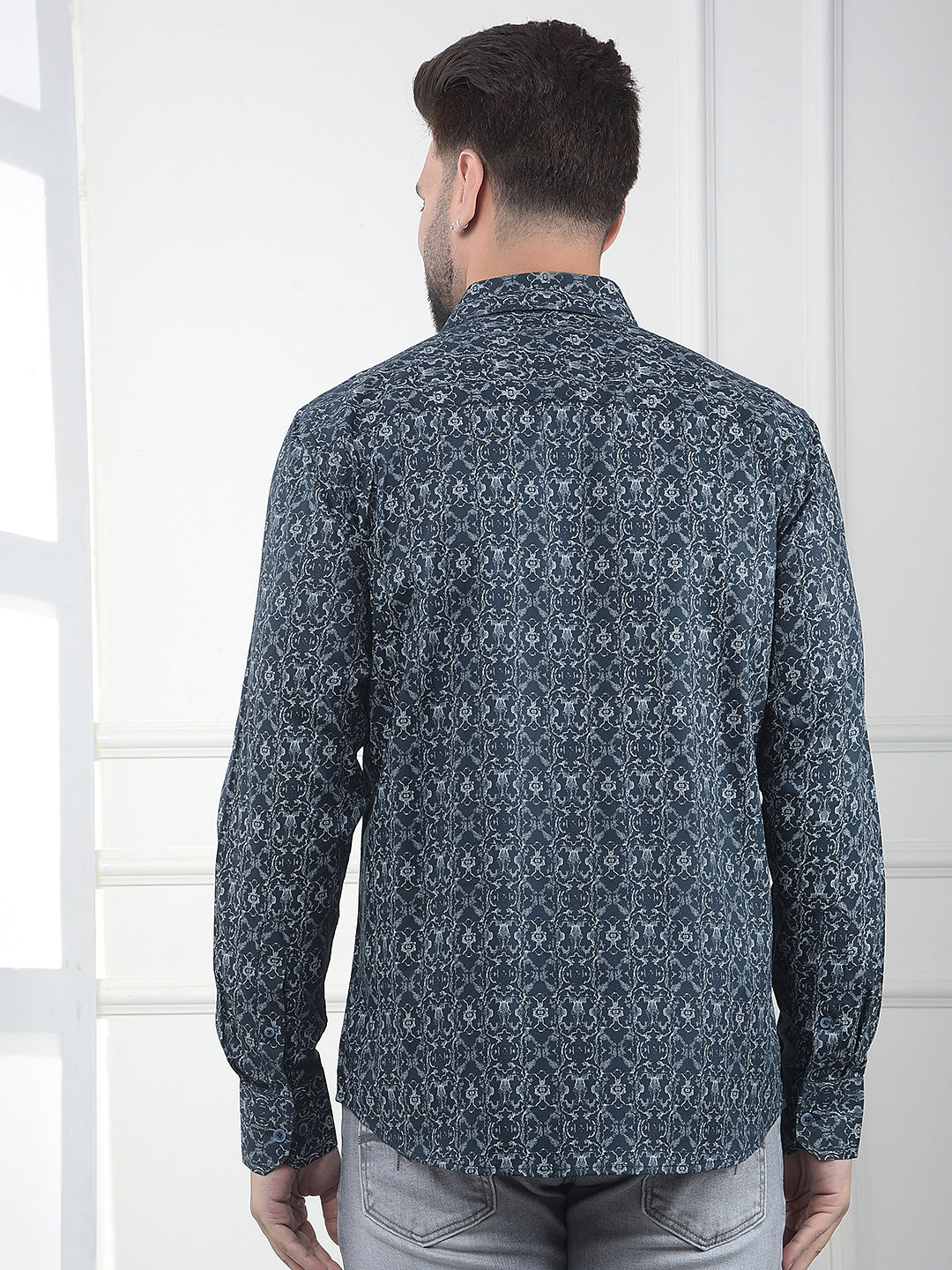 Raven Noir Black Printed Modal Shirt