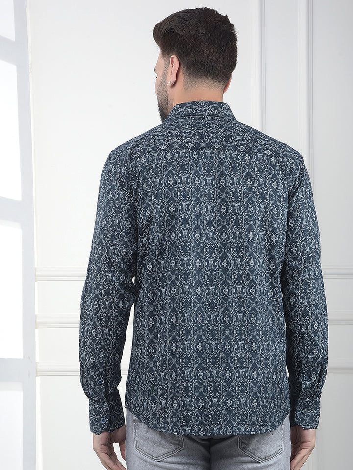 Raven Noir Black Printed Modal Shirt