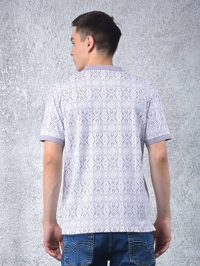 Pink Printed Polo Neck T-Shirt