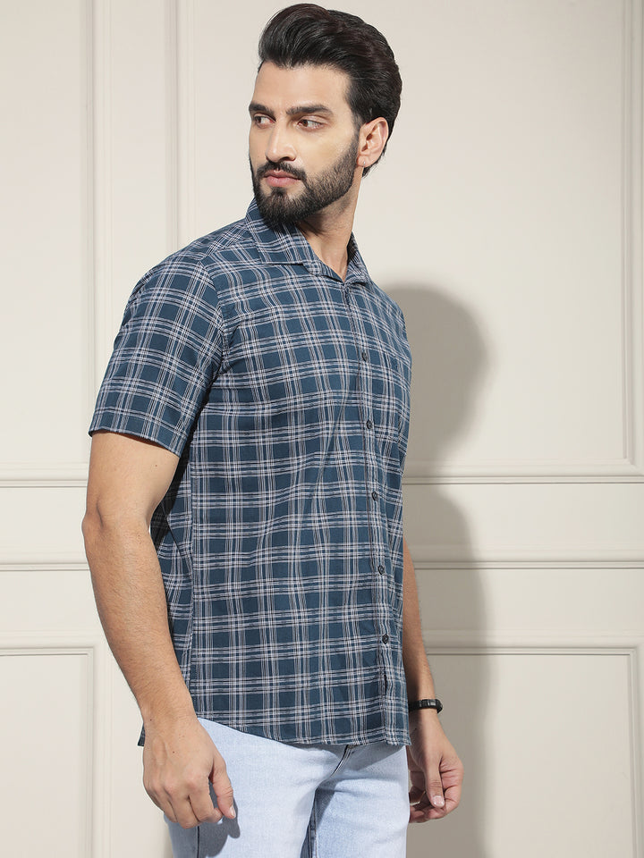 Blue Checked 100% Cotton Shirt