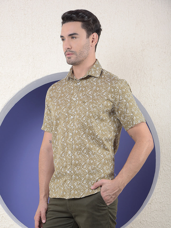 Olive Classic Print 100% Cotton Shirt