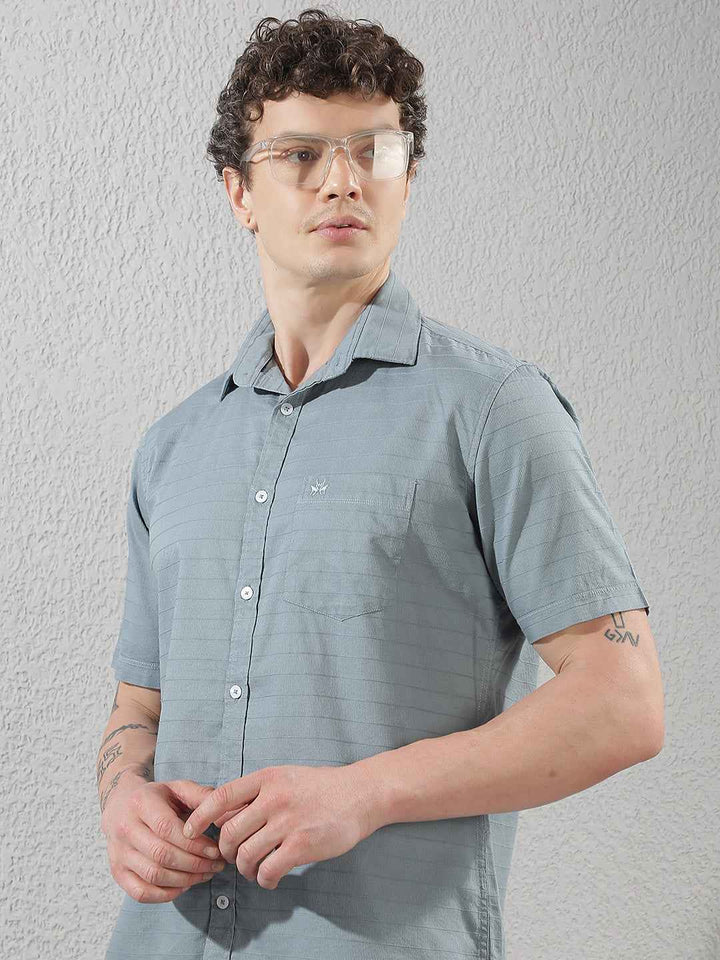 Blue Horizontal Stripes Shirt