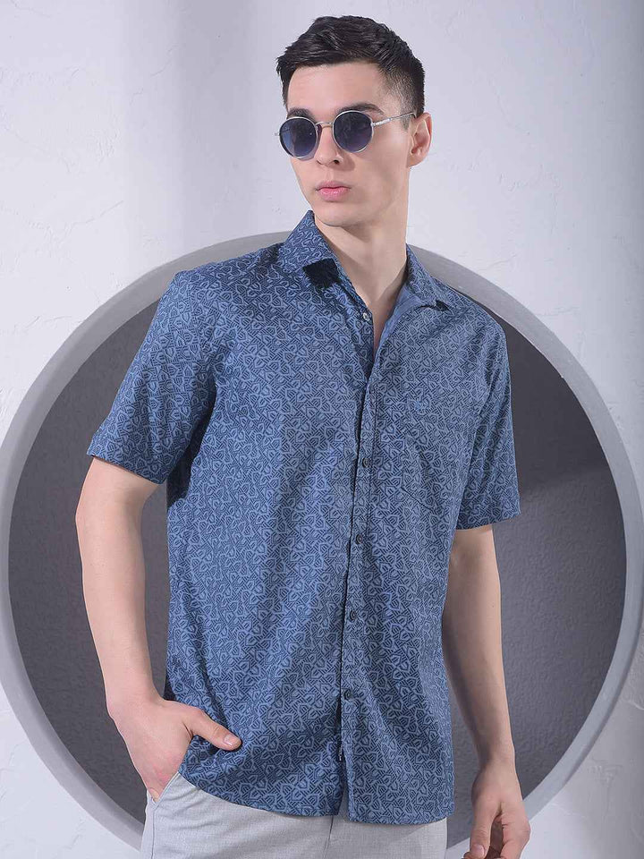 Blue Contemporary Printed Shirt