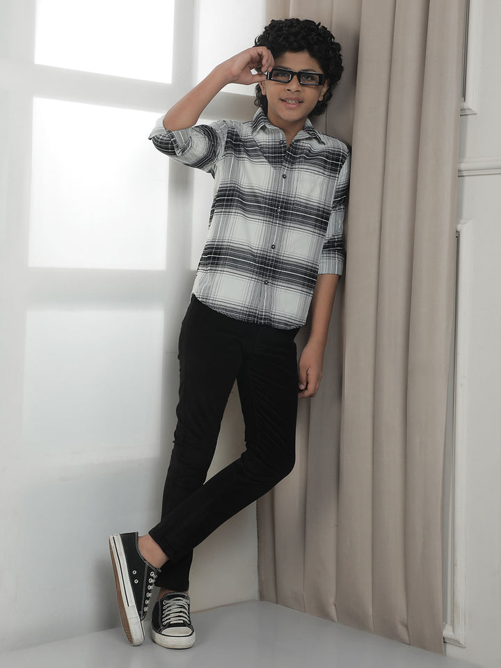 Black Cotton Stretchable Corduroy Trousers