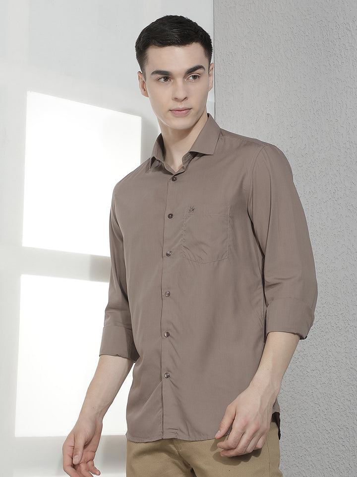 Sleek Earthy Brown Modal Shirt