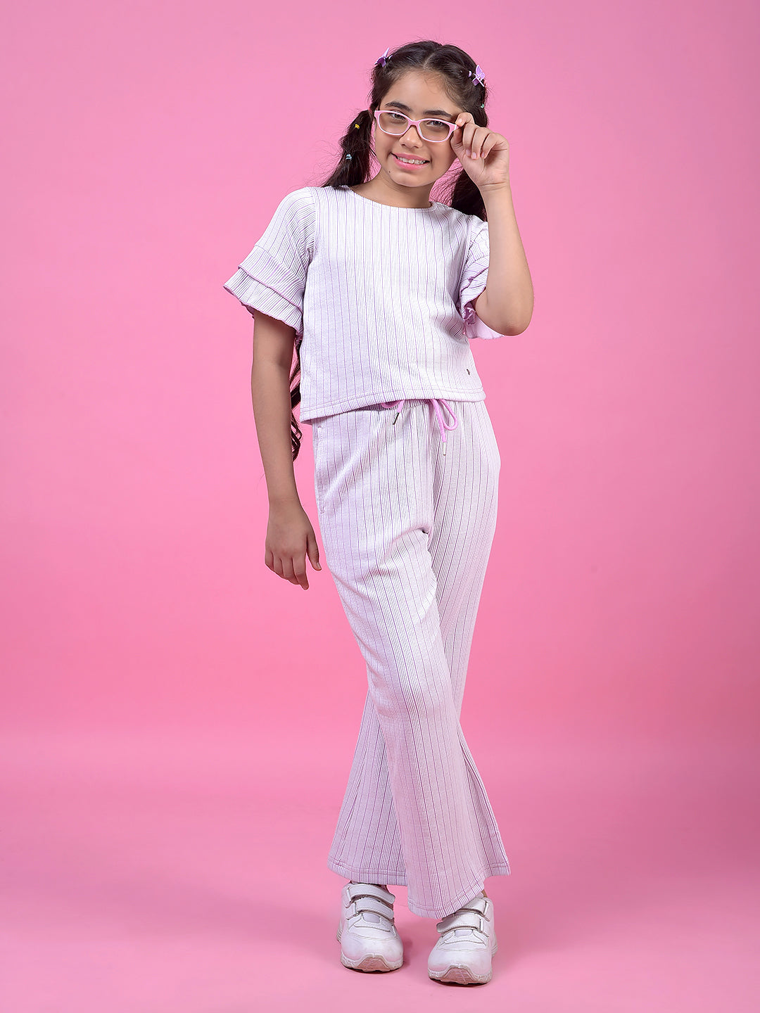 Purple Vertical Stripes Trackpants