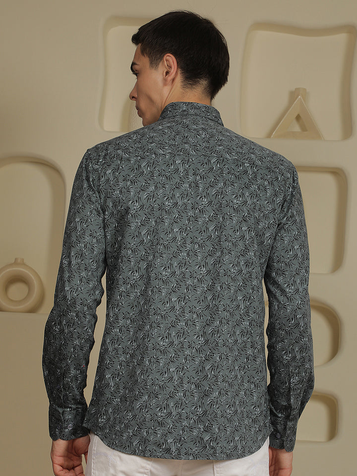 Blue Floral Print Shirt
