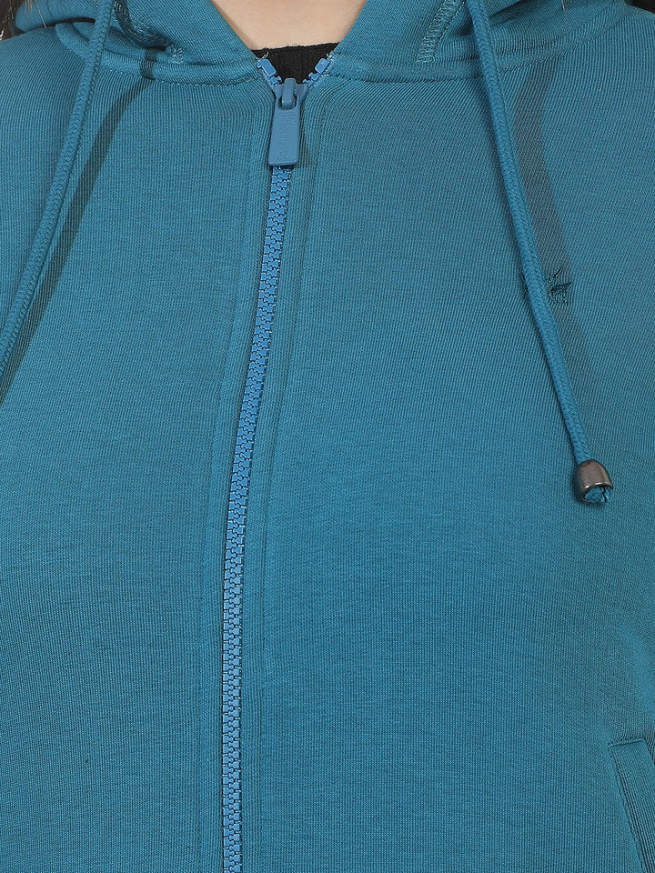 Green Hooded Front-Open Sweatshirt