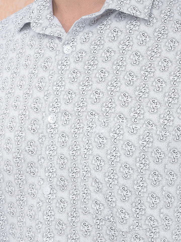 White Subtle Print Easy Wear Shirt
