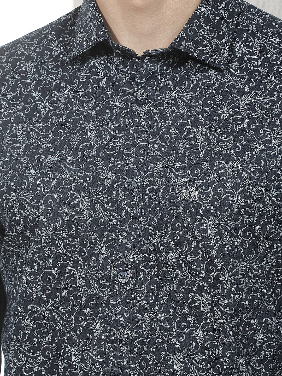 Navy Blue Paisley Print Shirt