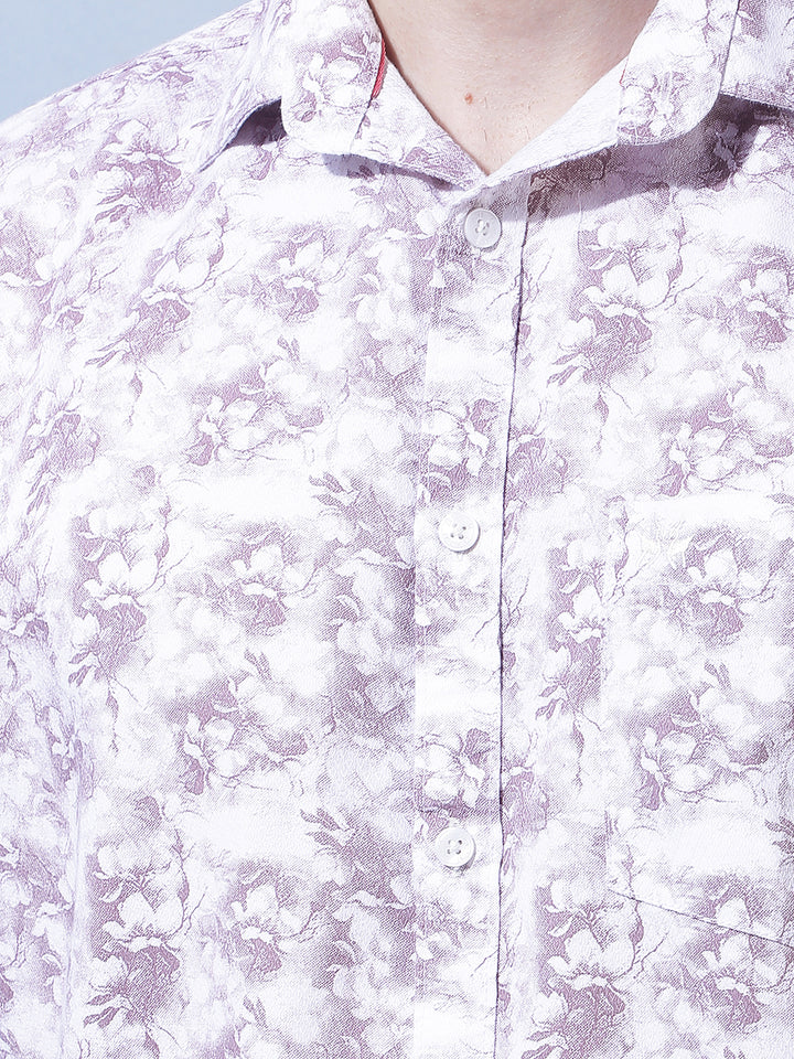 Purple Floral Print Shirt