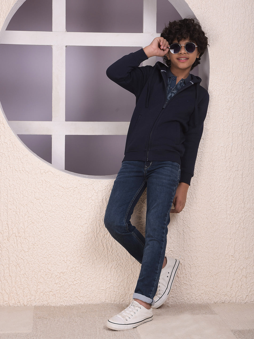 Navy Blue Hooded Neck Sweatshirt