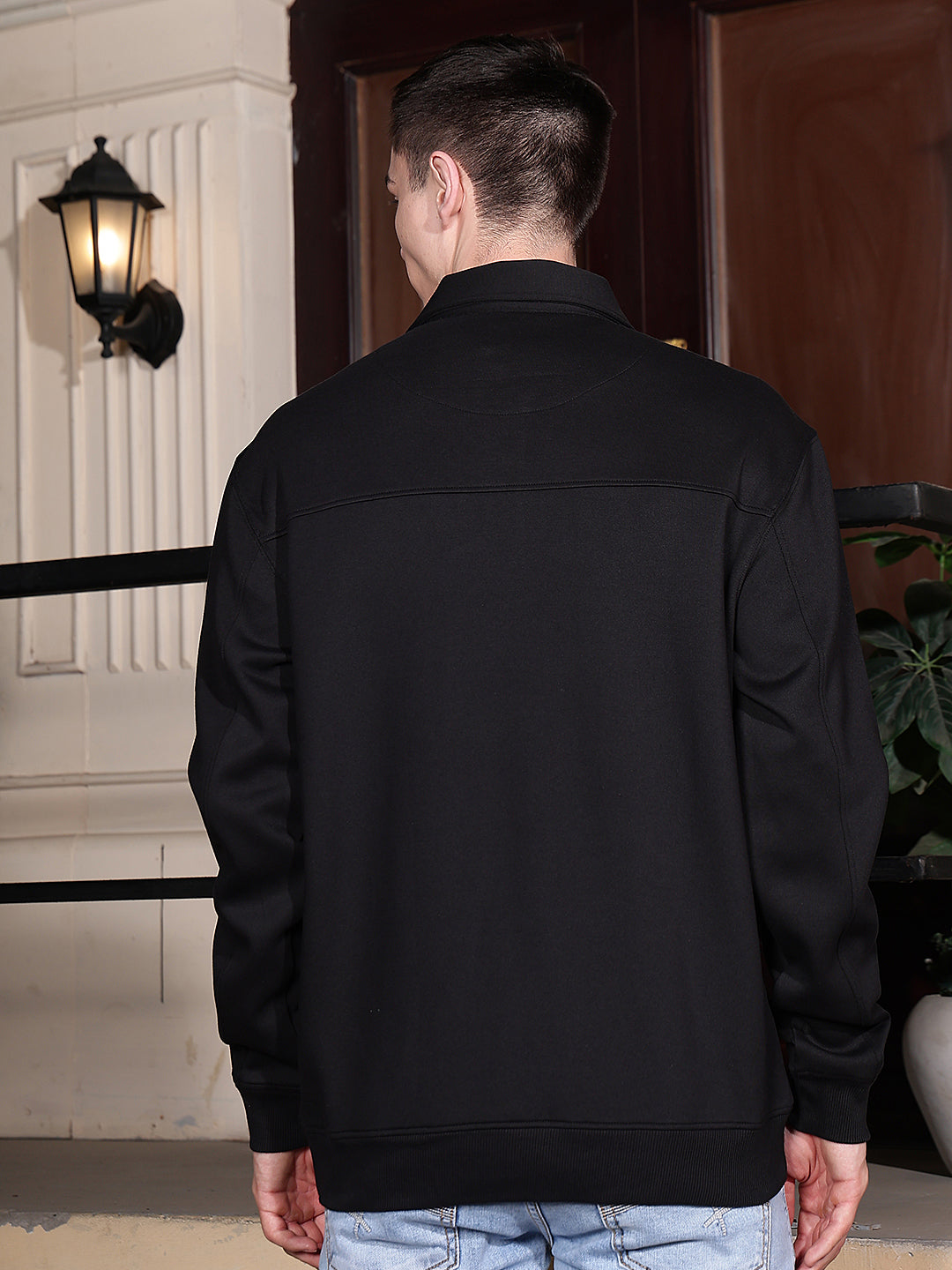 Black Front Open Sweatshirt