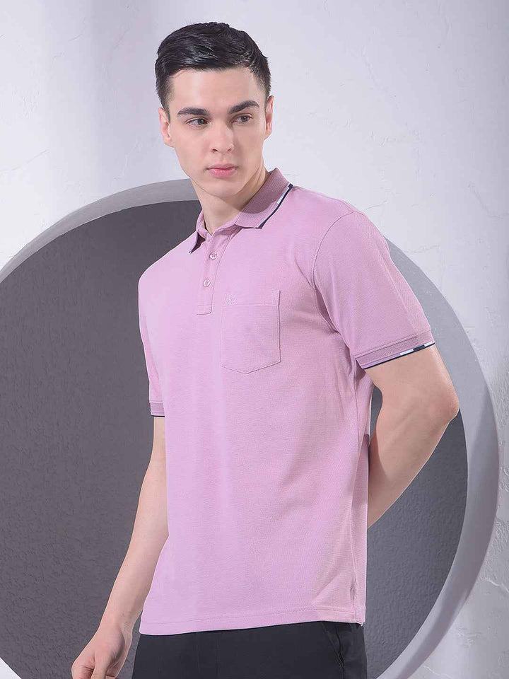 Pink Polo Neck T-Shirt