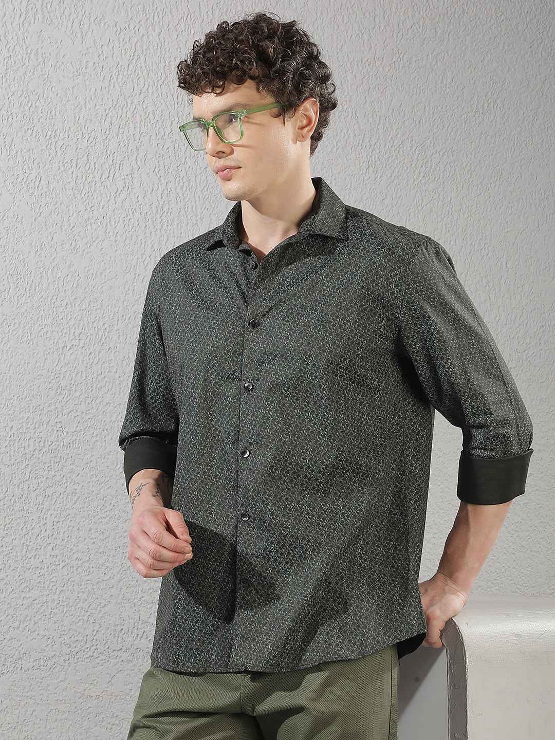 Green Abstract Print Shirt