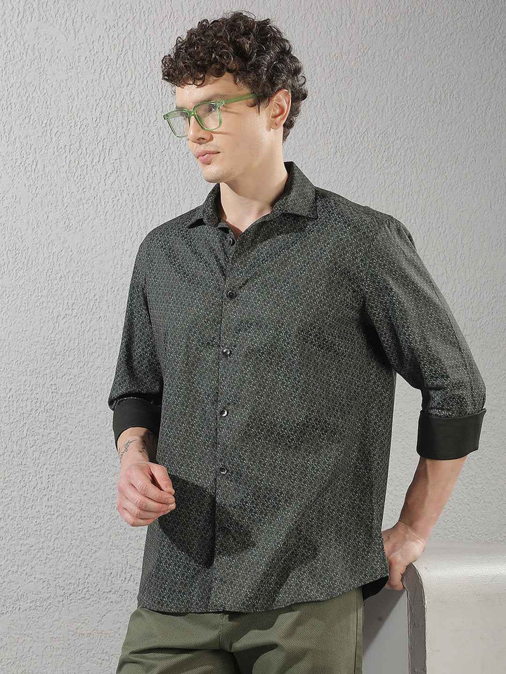 Green Abstract Print Shirt