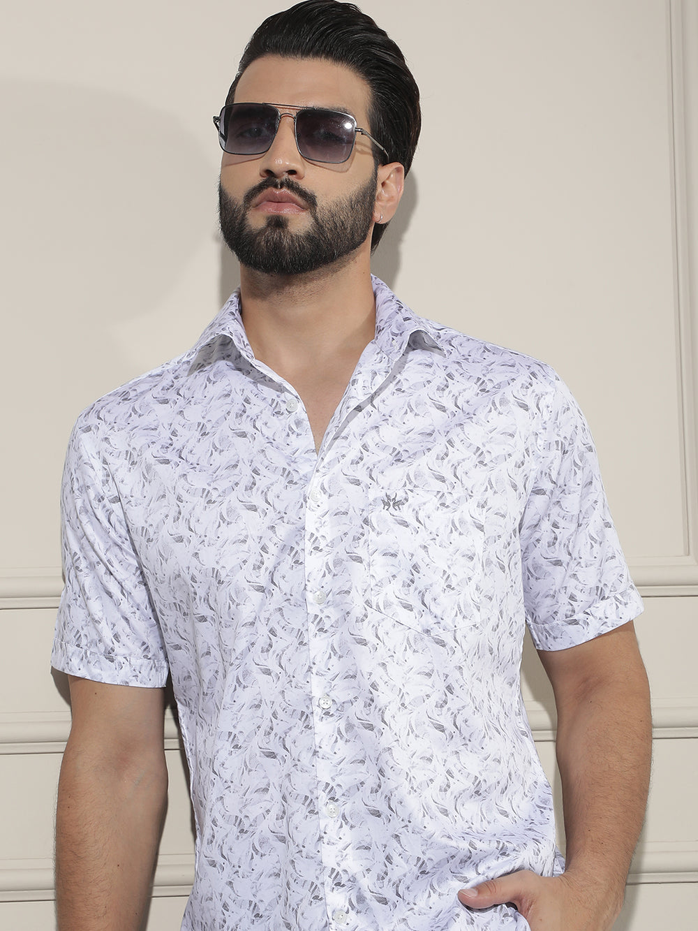 White Printed 100% Cotton Shirt