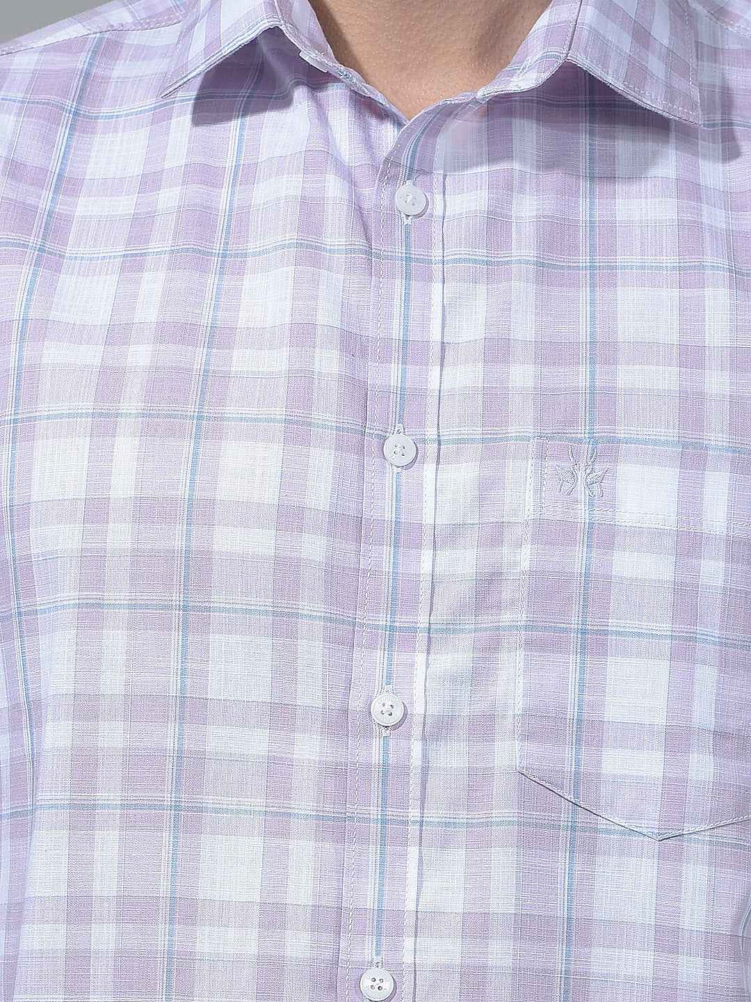 Purple Checked 100% Cotton Shirt