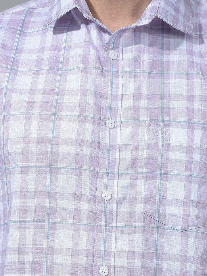Purple Checked 100% Cotton Shirt