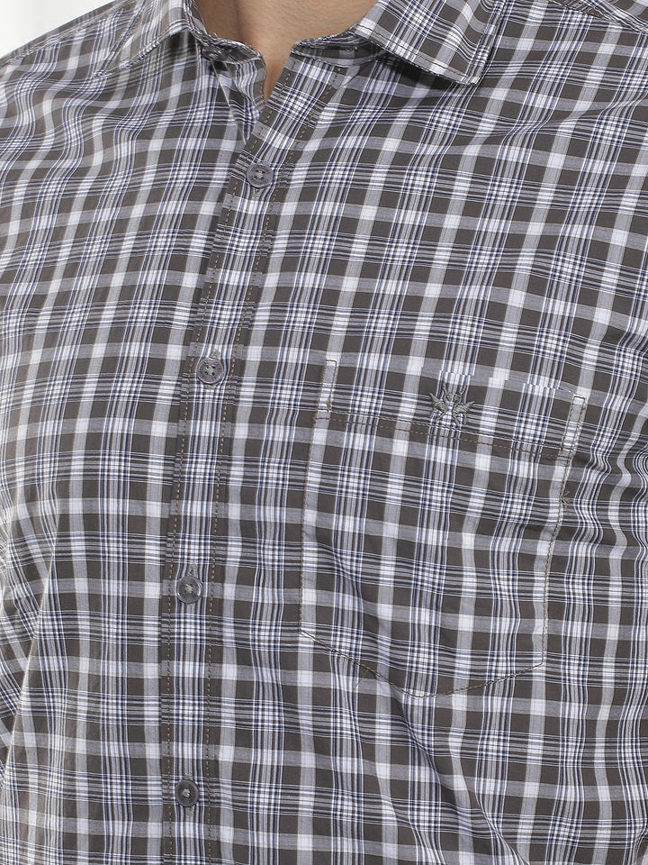 Grey Checked 100% Cotton Shirt