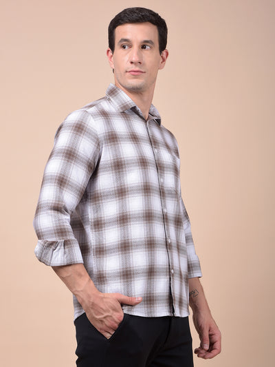 Brown Checked 100% Cotton Shirt
