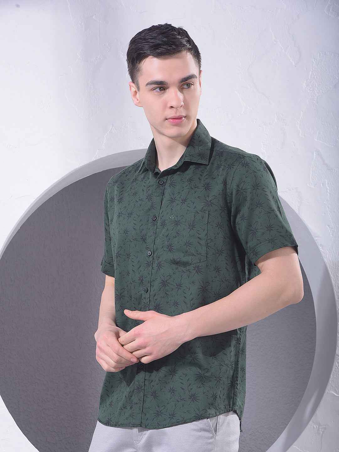 Green Floral Print Shirt