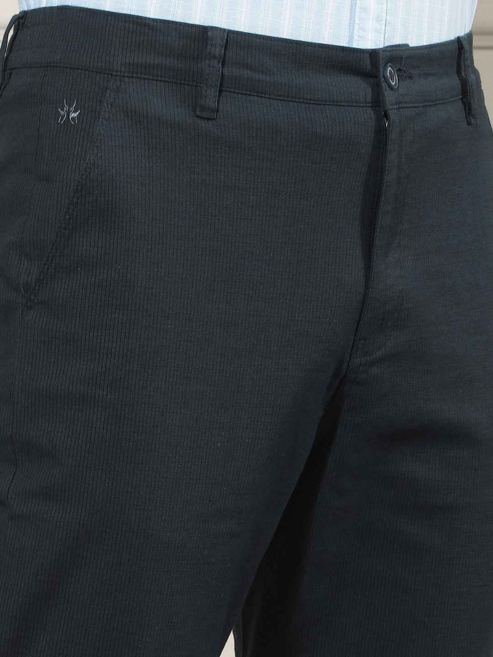 Navy Blue Vertical Stripes Trousers