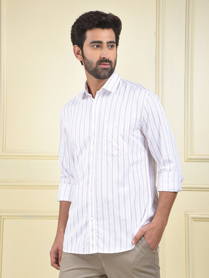 Purple Vertical Stripes 100% Cotton Shirt