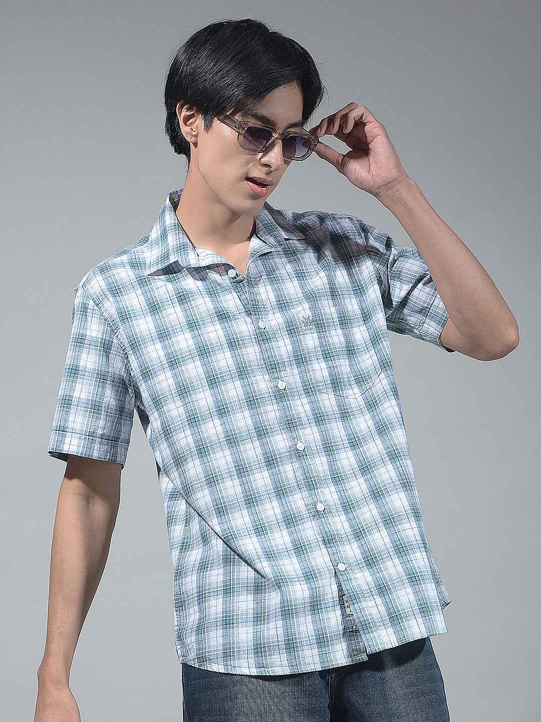 Blue Checked 100% Cotton Shirt