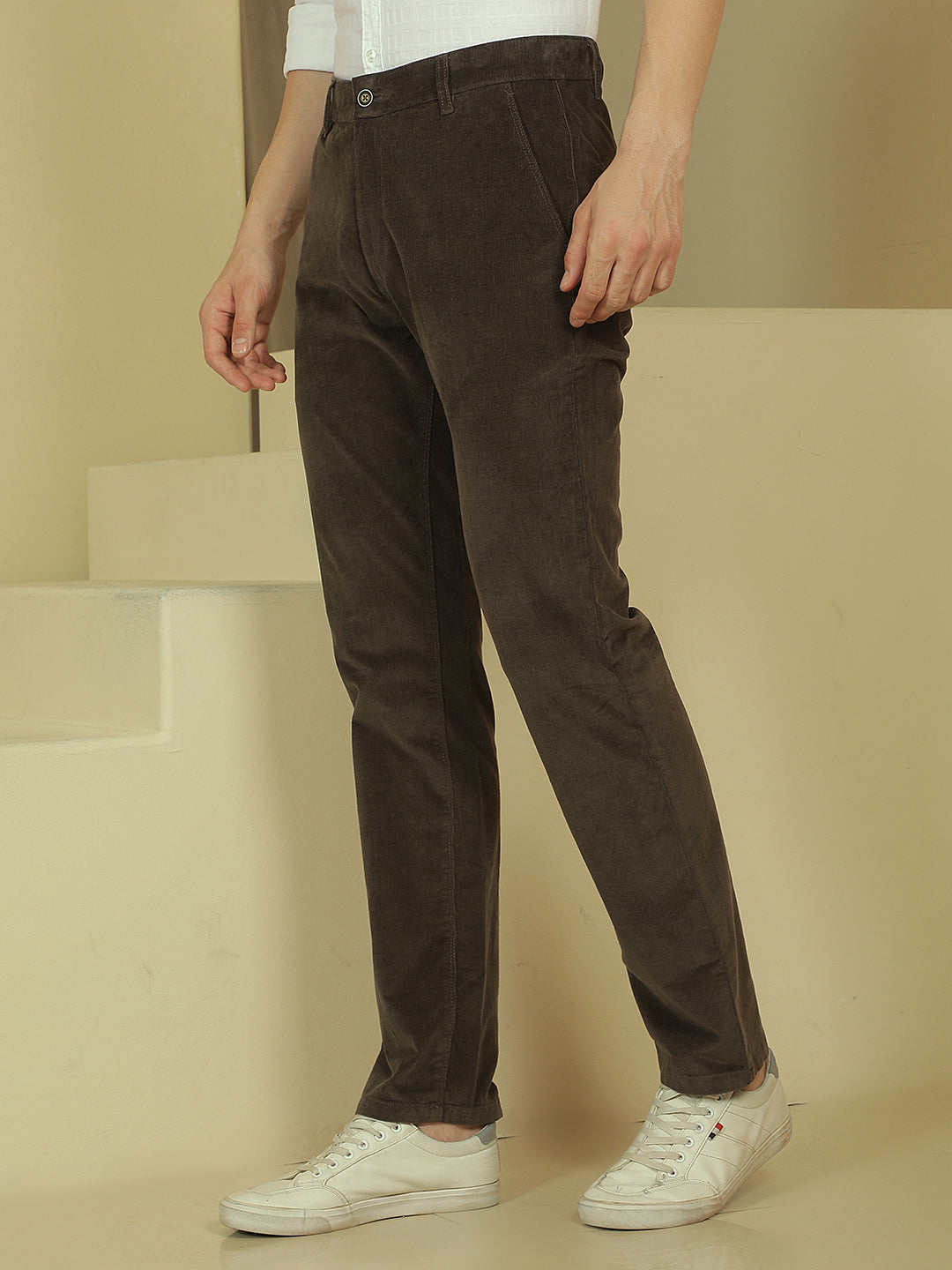 Olive Straight Corduroy Trousers