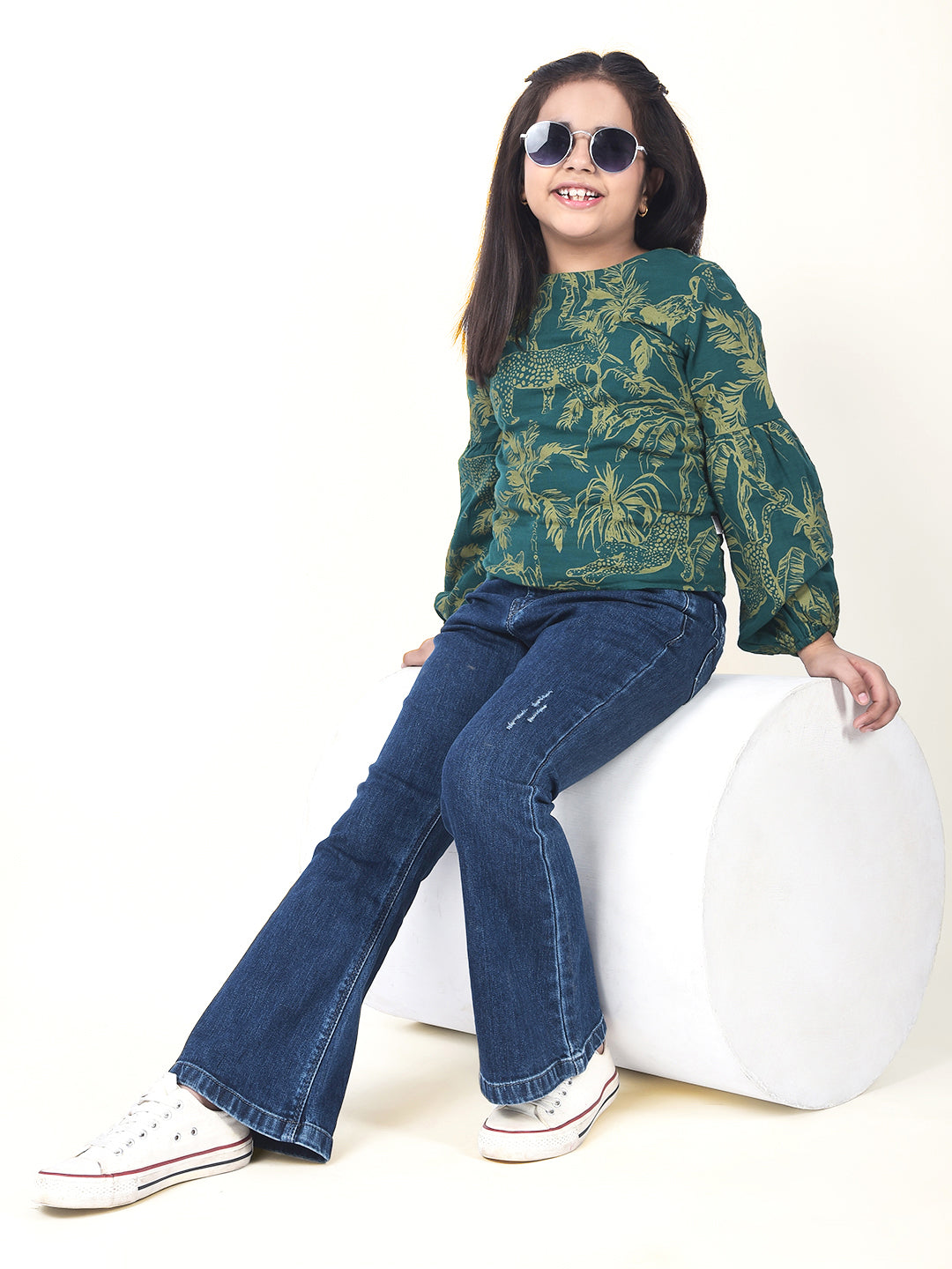 Green Printed 100% Cotton Top