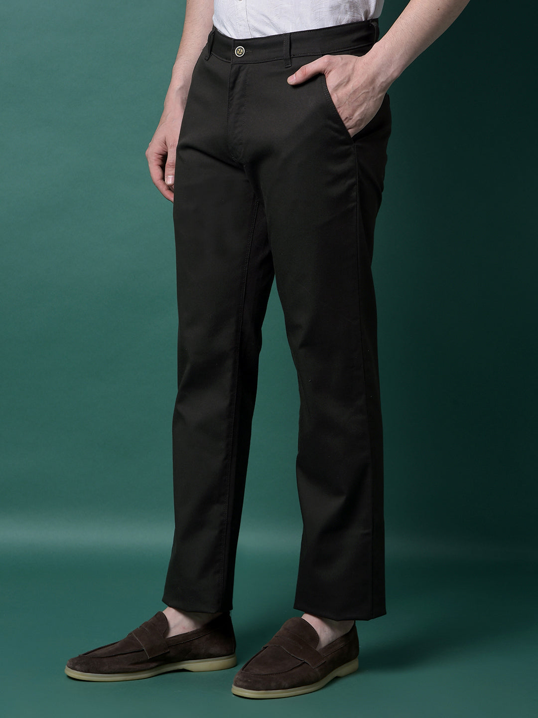 Olive Straight Trousers-Men Trousers-Crimsoune Club