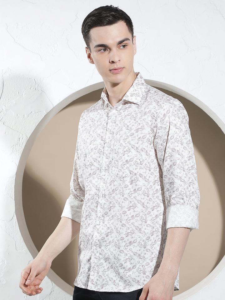 Purple Floral Print 100% Cotton Shirt