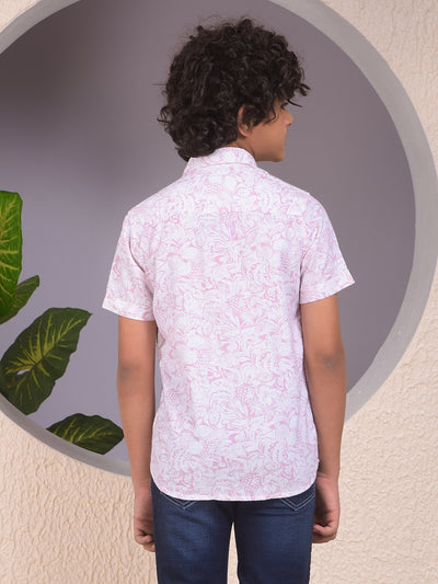 Purple Floral Print Linen Shirt